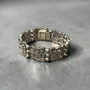 Vintage Alicia De La Paz Mexican Sterling Silver 925 Aztec Panel Bracelet 74.3g